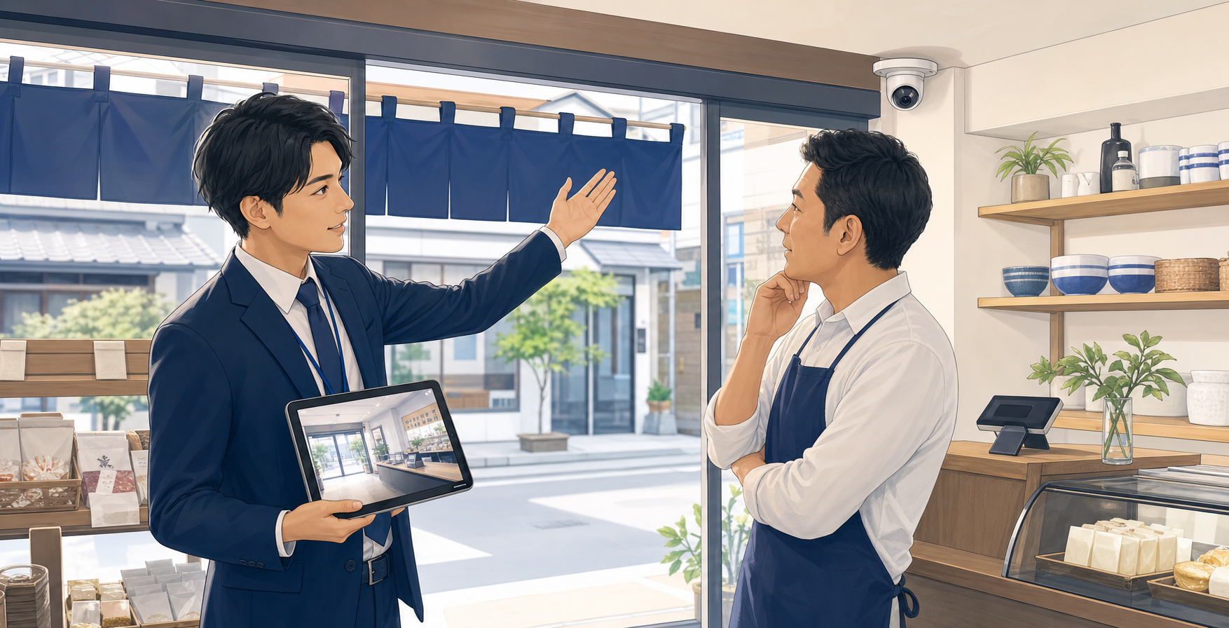 配線やカメラ、ネットワークの設定作業中